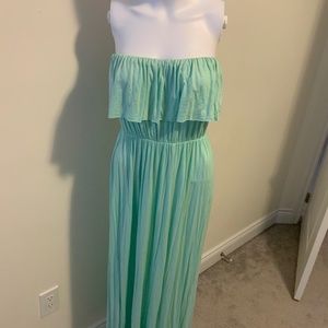 Mint green bandeau maxi dress